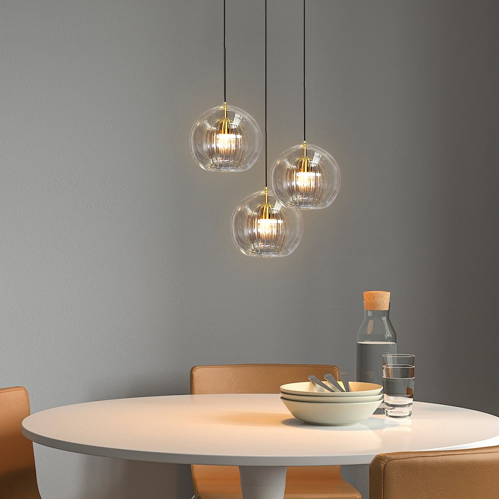 Simple Glass Ball Pendant Light Clear Bedside Small Chandelier