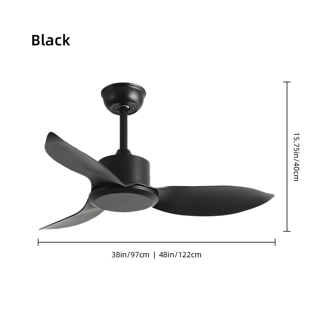 Nordic Walnut Bedroom Living Room Frequency Conversion Ceiling Fan 48''