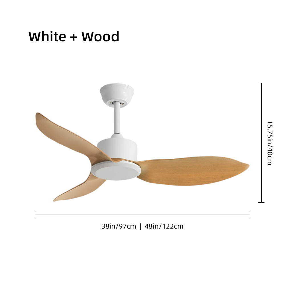 Nordic Walnut Bedroom Living Room Frequency Conversion Ceiling Fan 48''