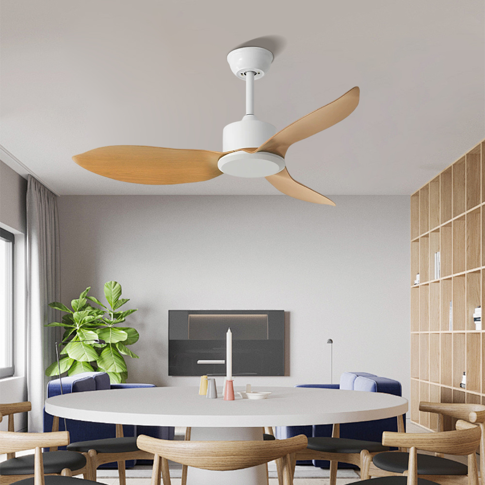 Nordic Walnut Bedroom Living Room Frequency Conversion Ceiling Fan 48''