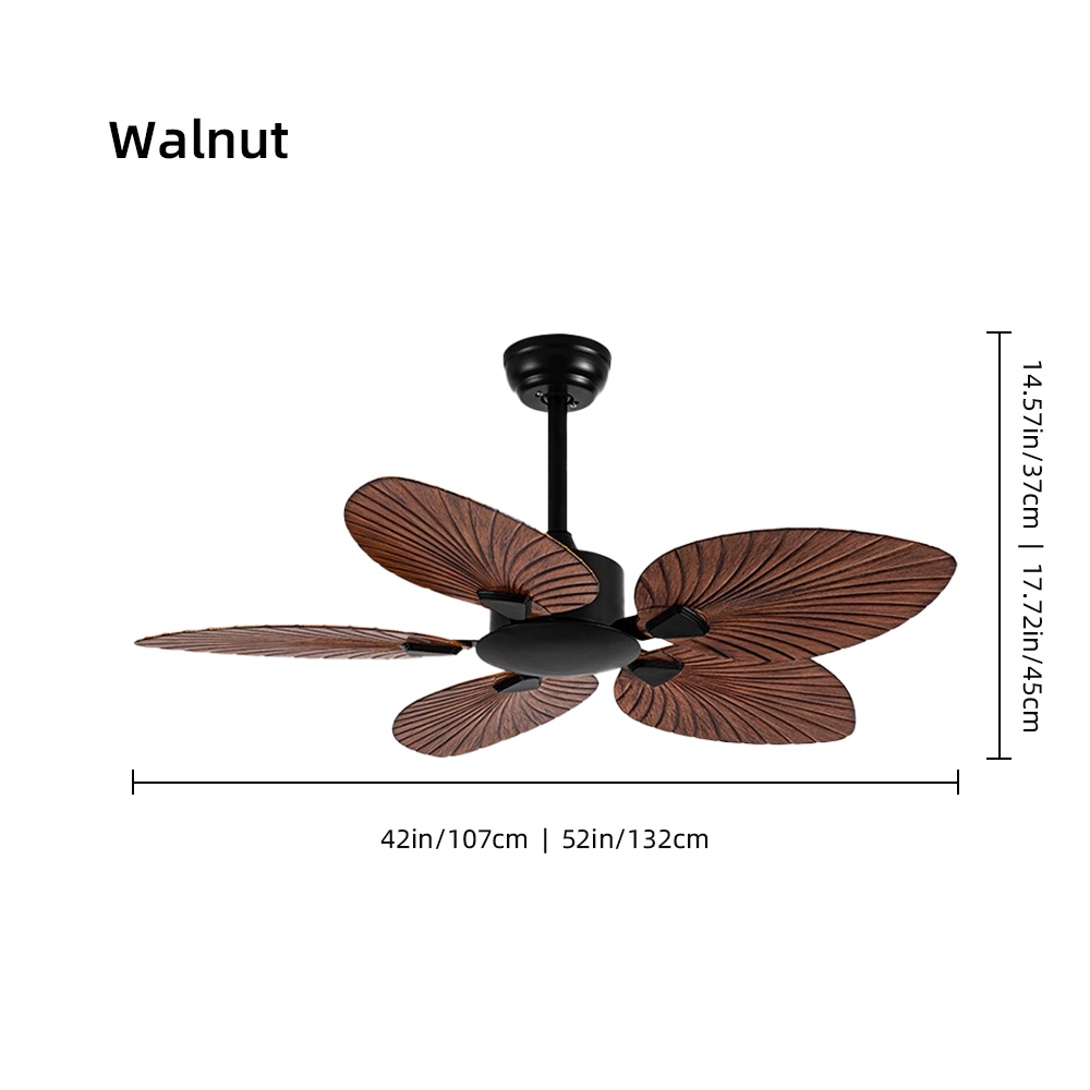 52‘’Retro Leaf High Wind Restaurant Living Room Silent Ceiling Fan