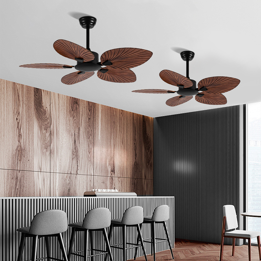 52‘’Retro Leaf High Wind Restaurant Living Room Silent Ceiling Fan