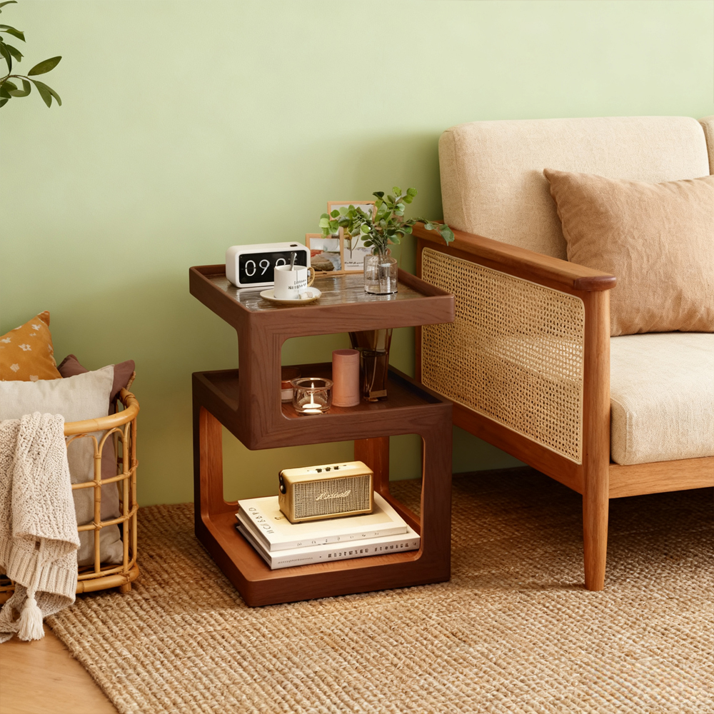 Solid Wood Bedside Table Small Bedroom Multi-layer Bedside Table