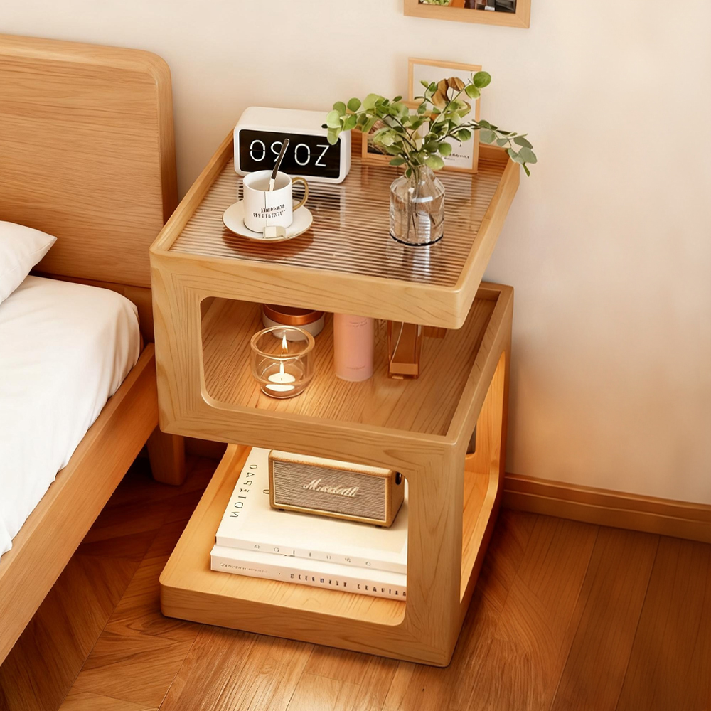 Solid Wood Bedside Table Small Bedroom Multi-layer Bedside Table