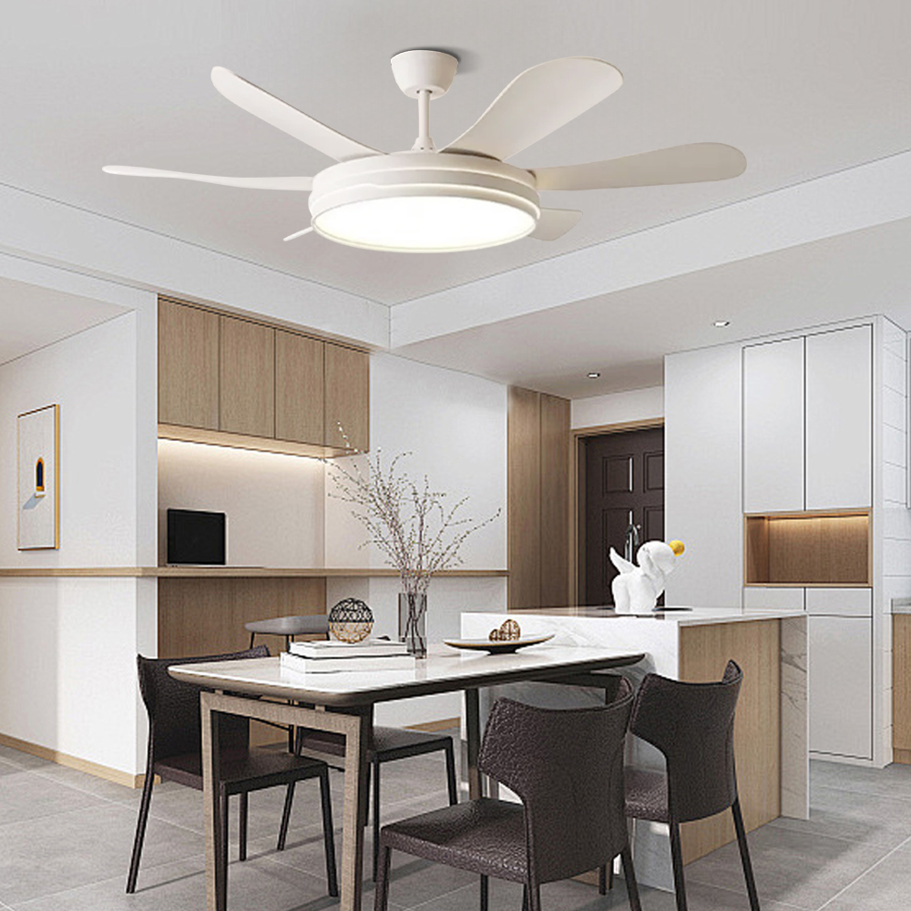 50'' Modern Dining Room Ceiling Fan Light With Strong Wind, Intelligent And Silent