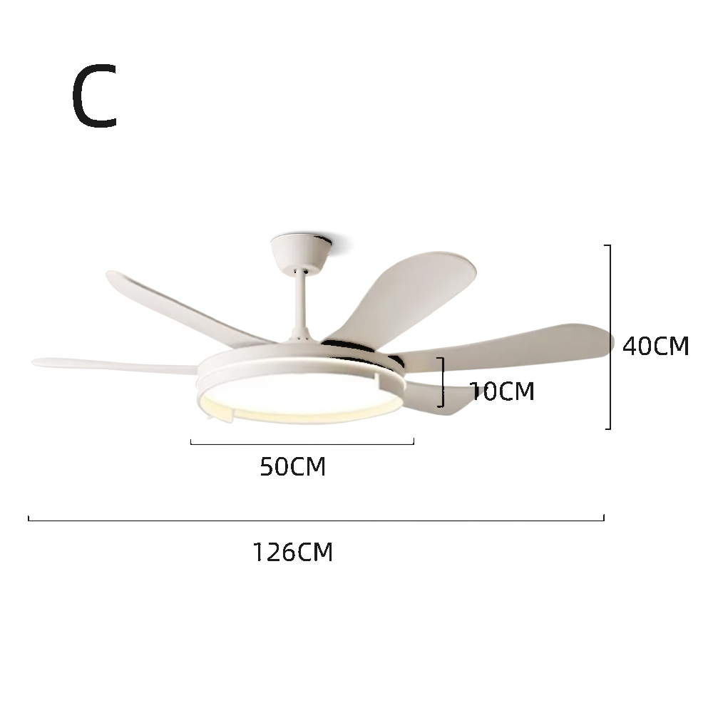 50'' Modern Dining Room Ceiling Fan Light With Strong Wind, Intelligent And Silent