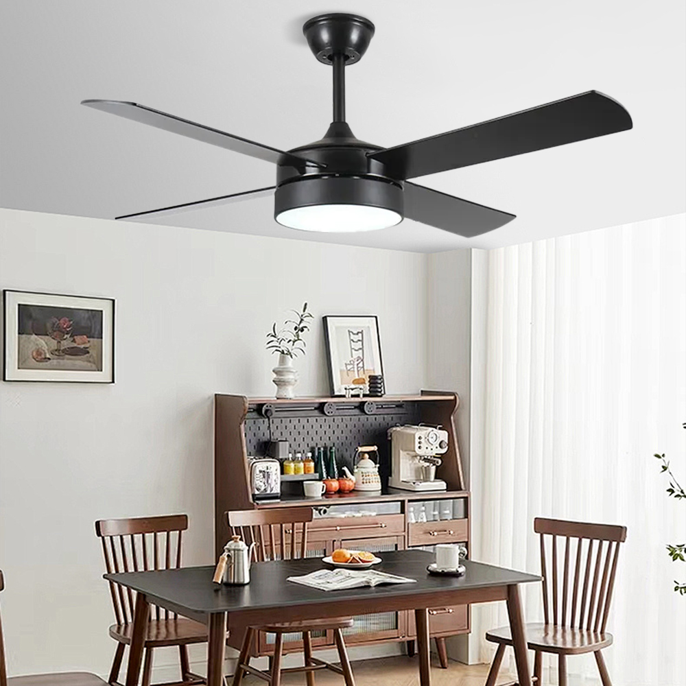 52'' Nordic Bedroom Ceiling Fan Living Room Simple Black Fan Light