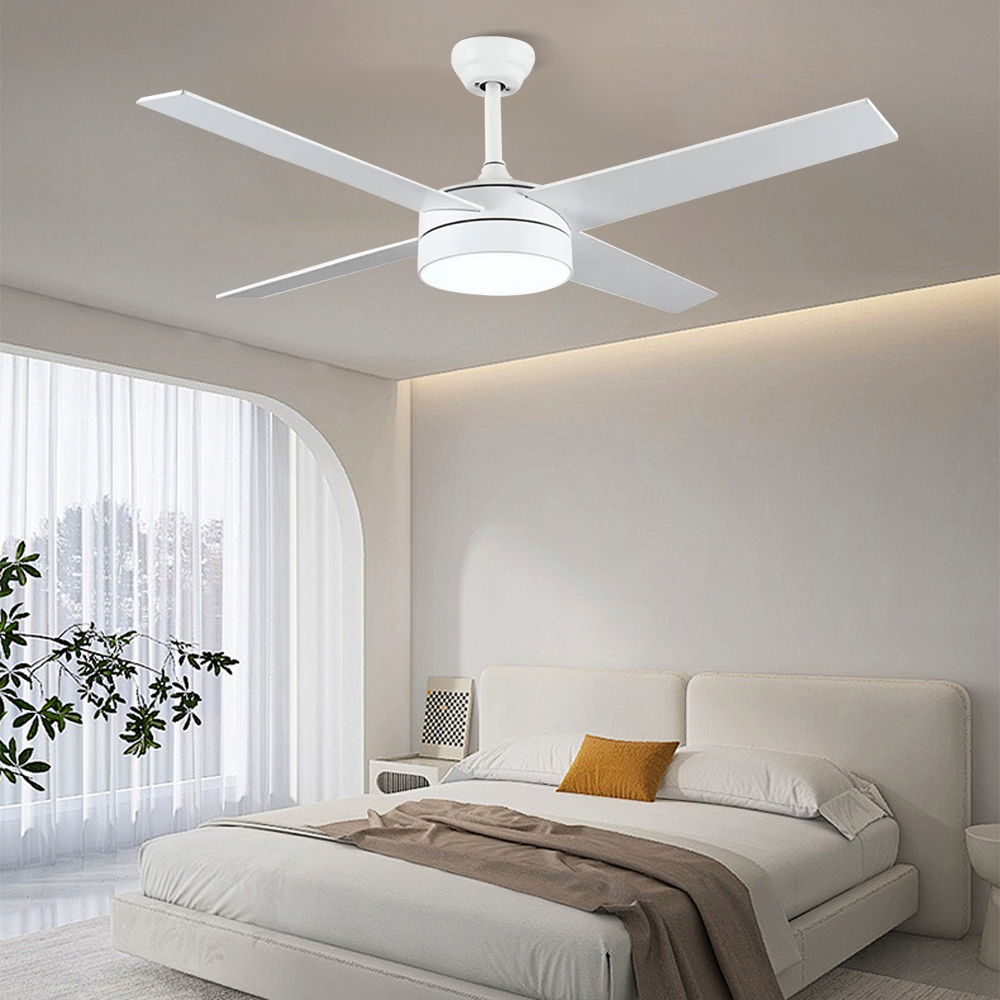 52'' Nordic Bedroom Ceiling Fan Living Room Simple Black Fan Light