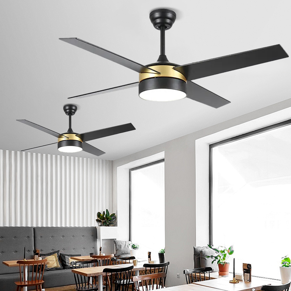 52'' Nordic Bedroom Ceiling Fan Living Room Simple Black Fan Light