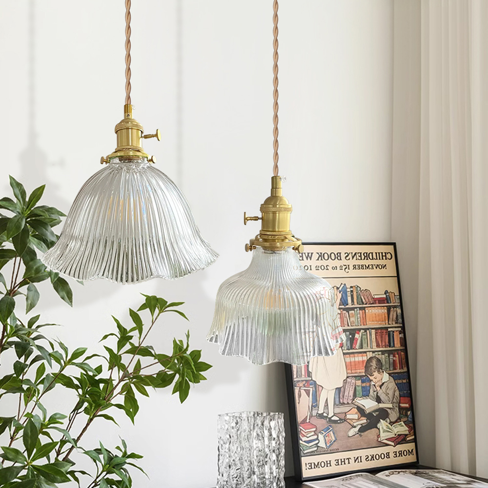 Vintage Green Glass Pendant Light Bedroom Bedside Small Chandelier