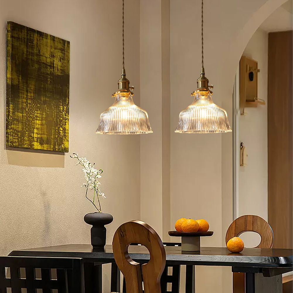 Vintage Green Glass Pendant Light Bedroom Bedside Small Chandelier