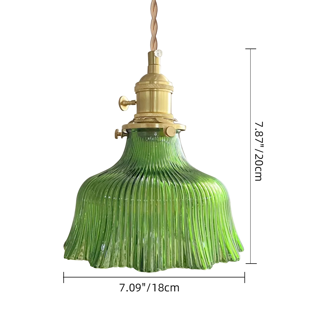 Vintage Green Glass Pendant Light Bedroom Bedside Small Chandelier