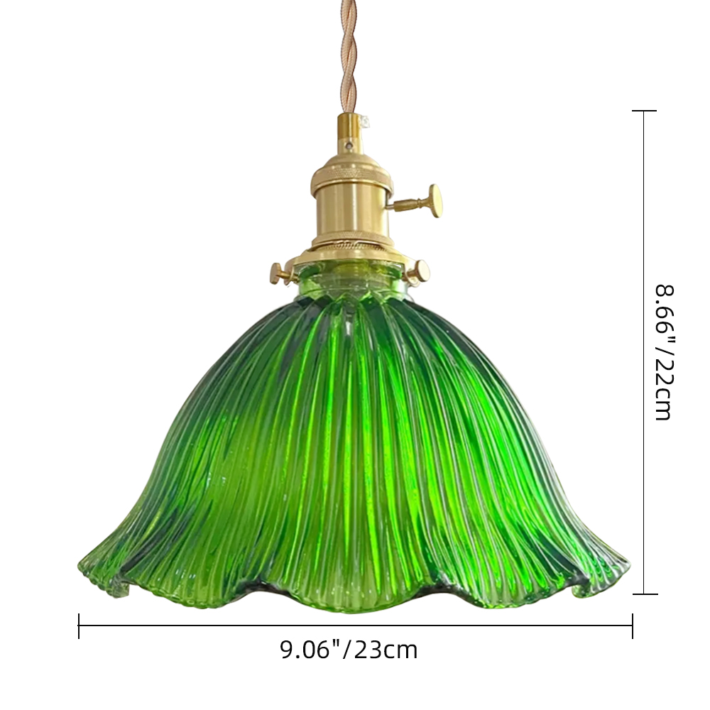 Vintage Green Glass Pendant Light Bedroom Bedside Small Chandelier