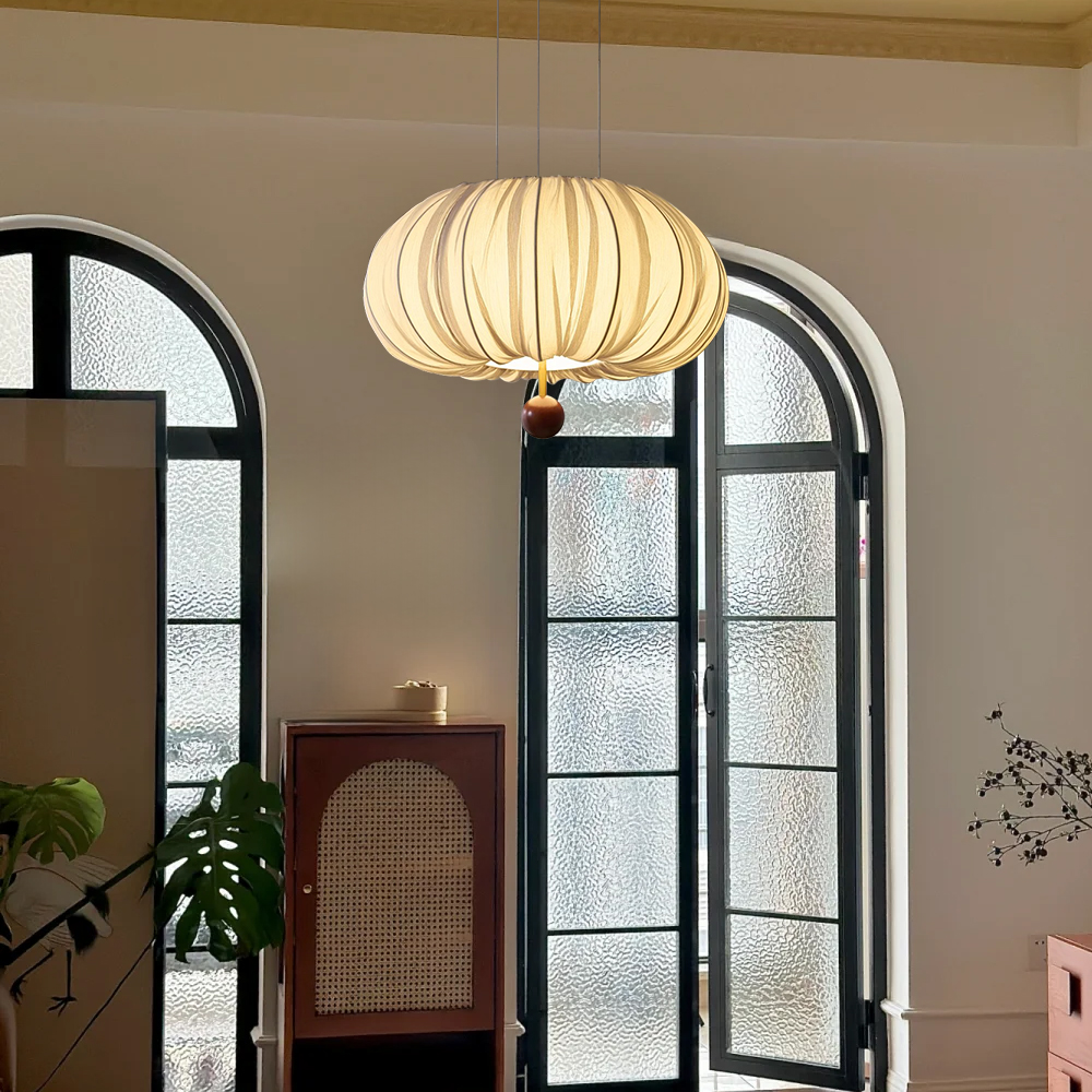 Bedroom Fabric Pendant Light Vintage Simple Dining Table Lamp