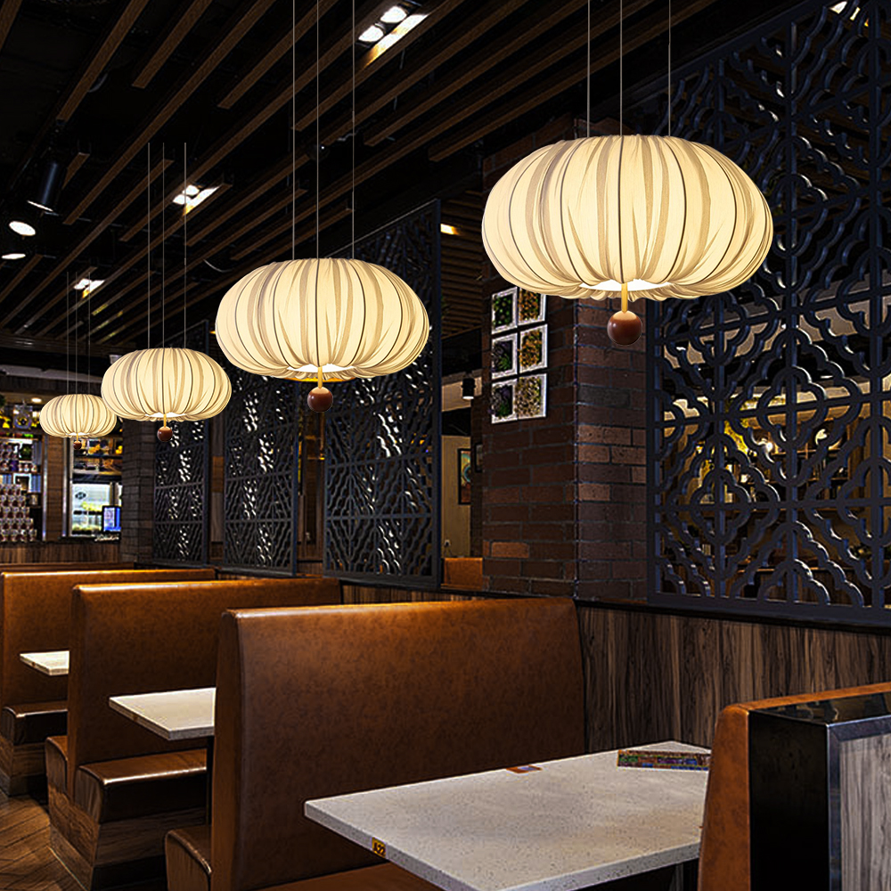 Bedroom Fabric Pendant Light Vintage Simple Dining Table Lamp