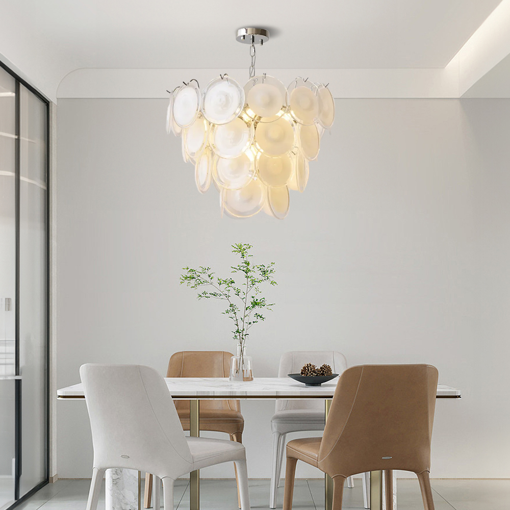 French Colorful Glass Pendant Light Living Room Main Lamp Vintage Bedroom Chandelier