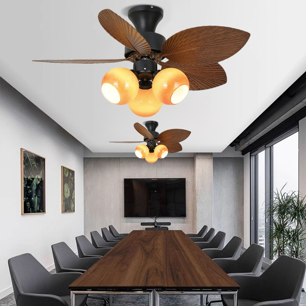 Mid-Century Style Mini Ceiling Fan Light  Dinning Room Bedroom Light Fan All In One