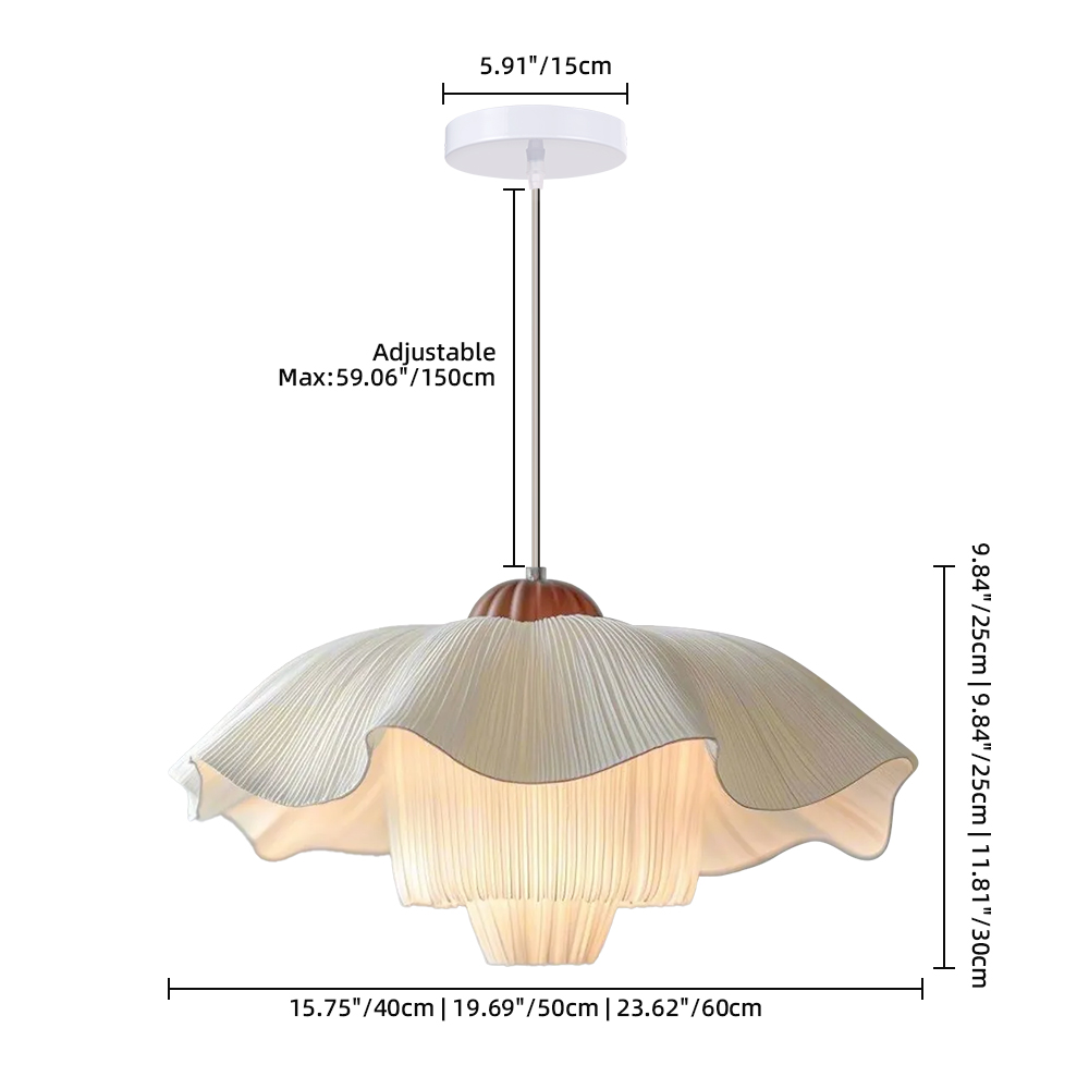 French Cream Pleated Pendant Bedroom Living Room Lampshade
