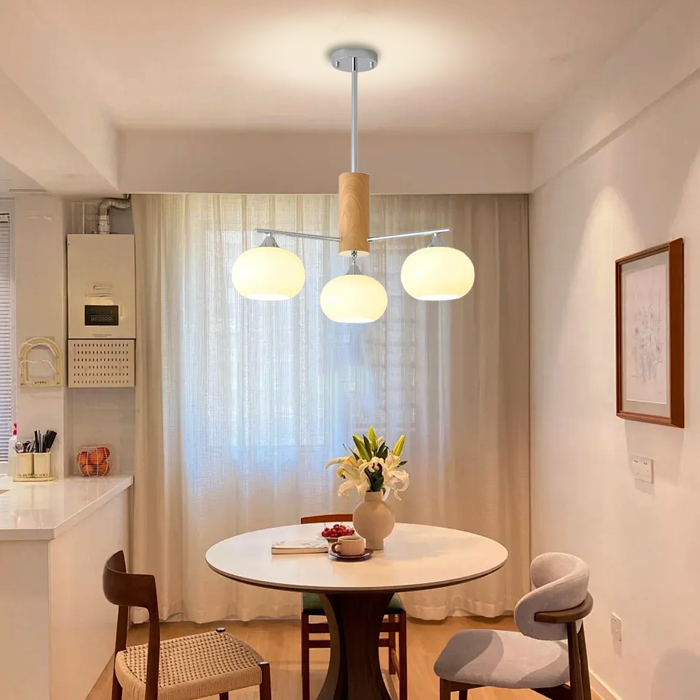 Vintage Brass Pendant Light Living Room 6 Head Glass Chandelier