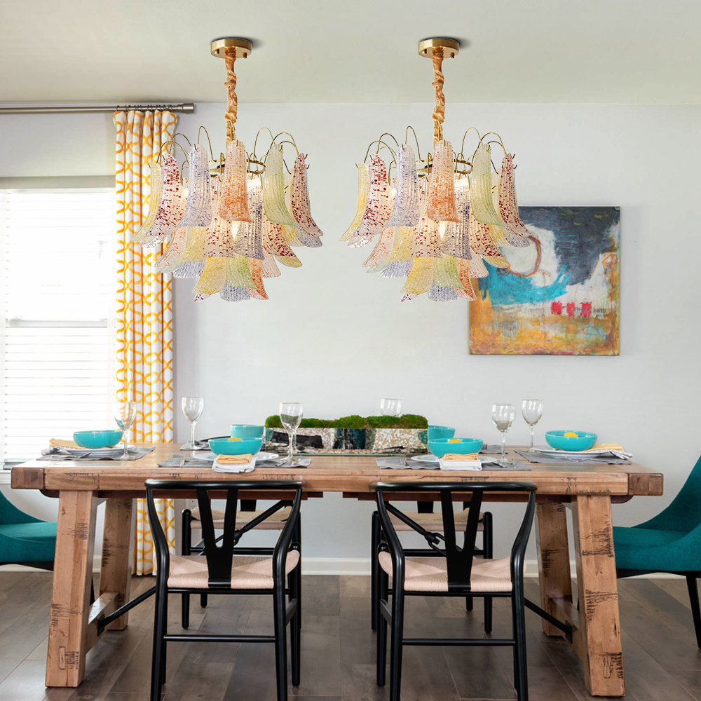 French Multi-layer Crystal Pendant Light Vintage Colorful Living Room Bedroom Chandelier