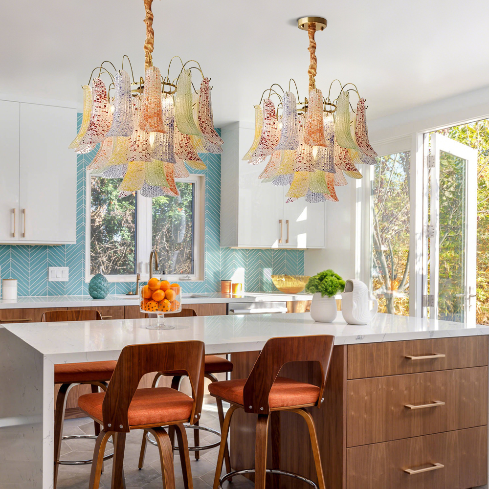 French Multi-layer Crystal Pendant Light Vintage Colorful Living Room Bedroom Chandelier