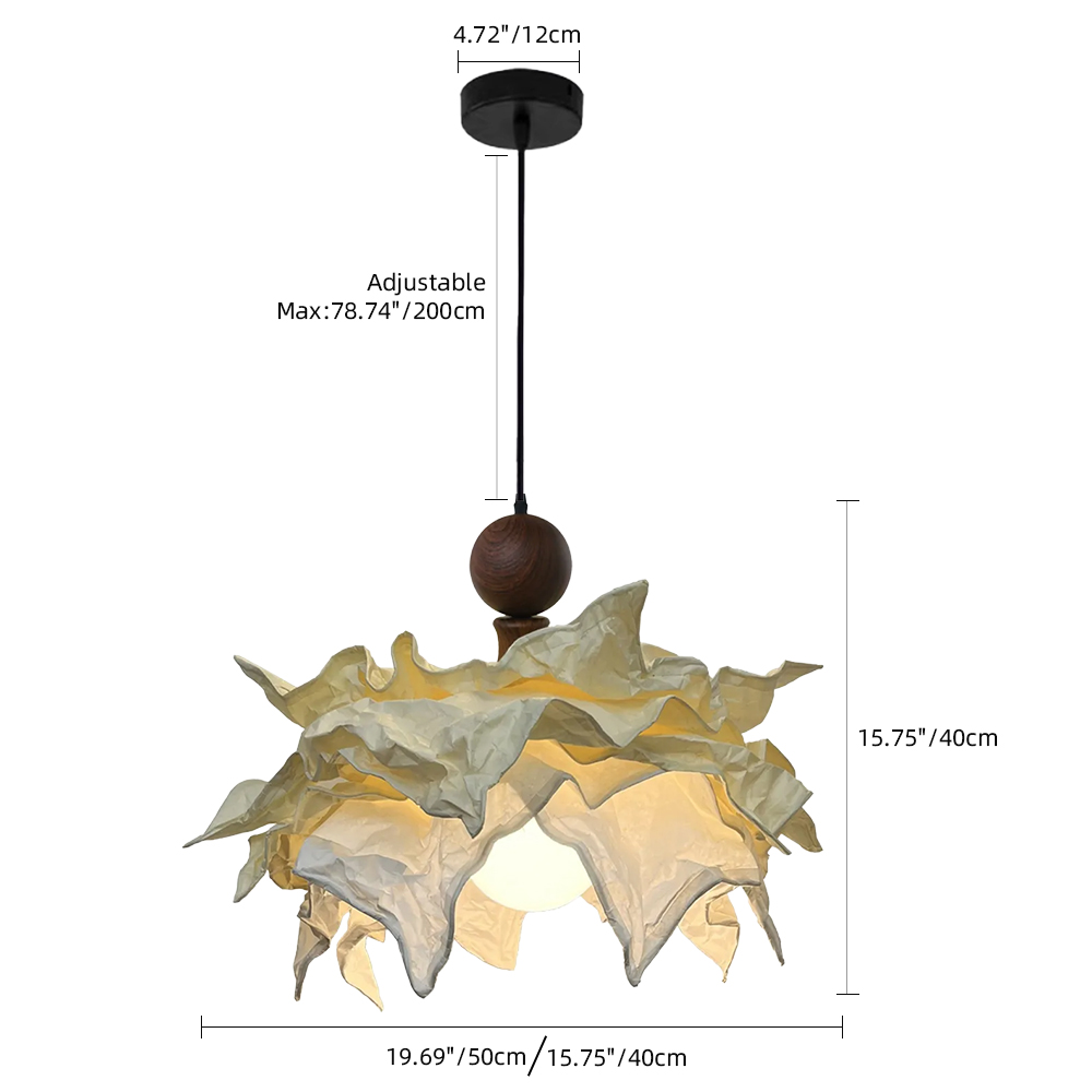 French Pleated Flower Shape Living Room Bedroom Pendant Light 50CM