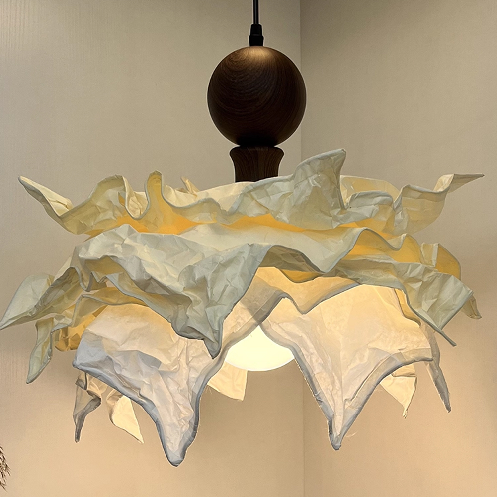 French Pleated Flower Shape Living Room Bedroom Pendant Light 50CM