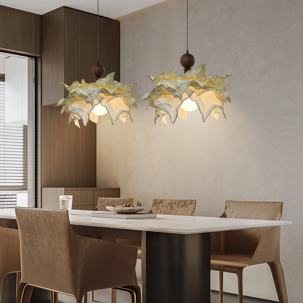 French Pleated Flower Shape Living Room Bedroom Pendant Light 50CM