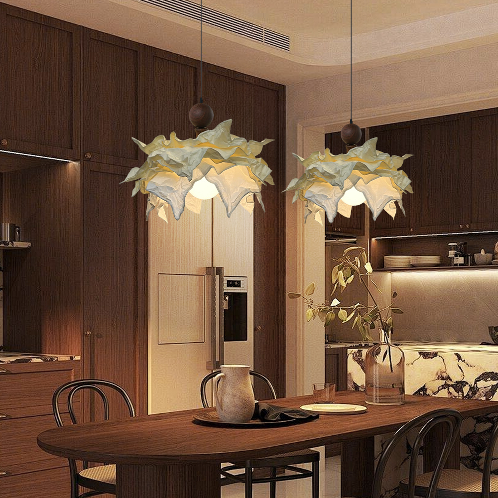 French Pleated Flower Shape Living Room Bedroom Pendant Light 50CM