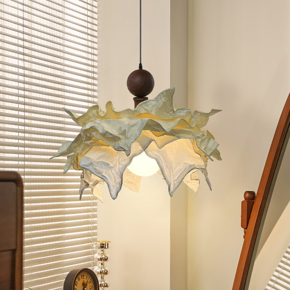 French Pleated Flower Shape Living Room Bedroom Pendant Light 50CM