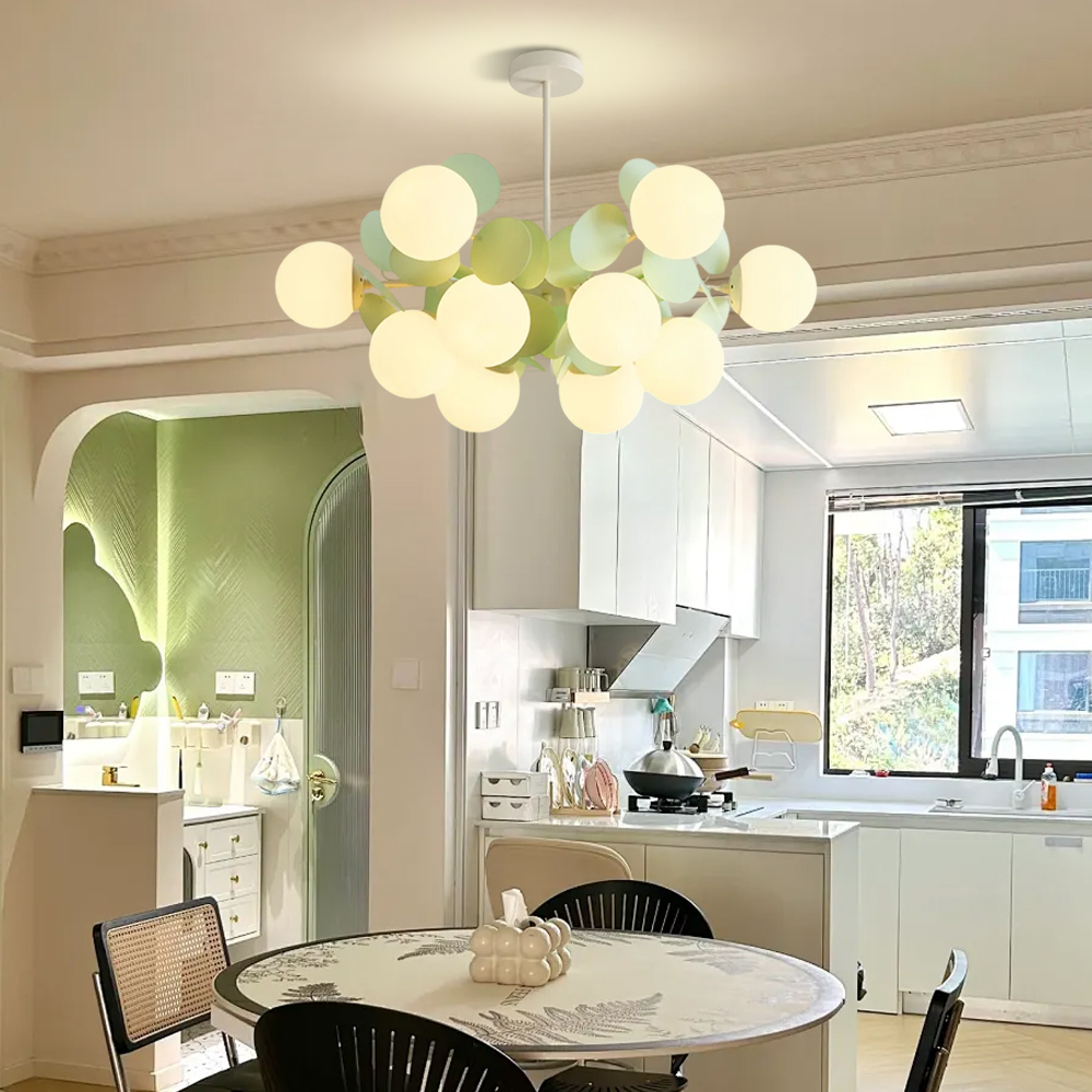 12 Heads French Green Pendant Light Living Room Bedroom Lamp