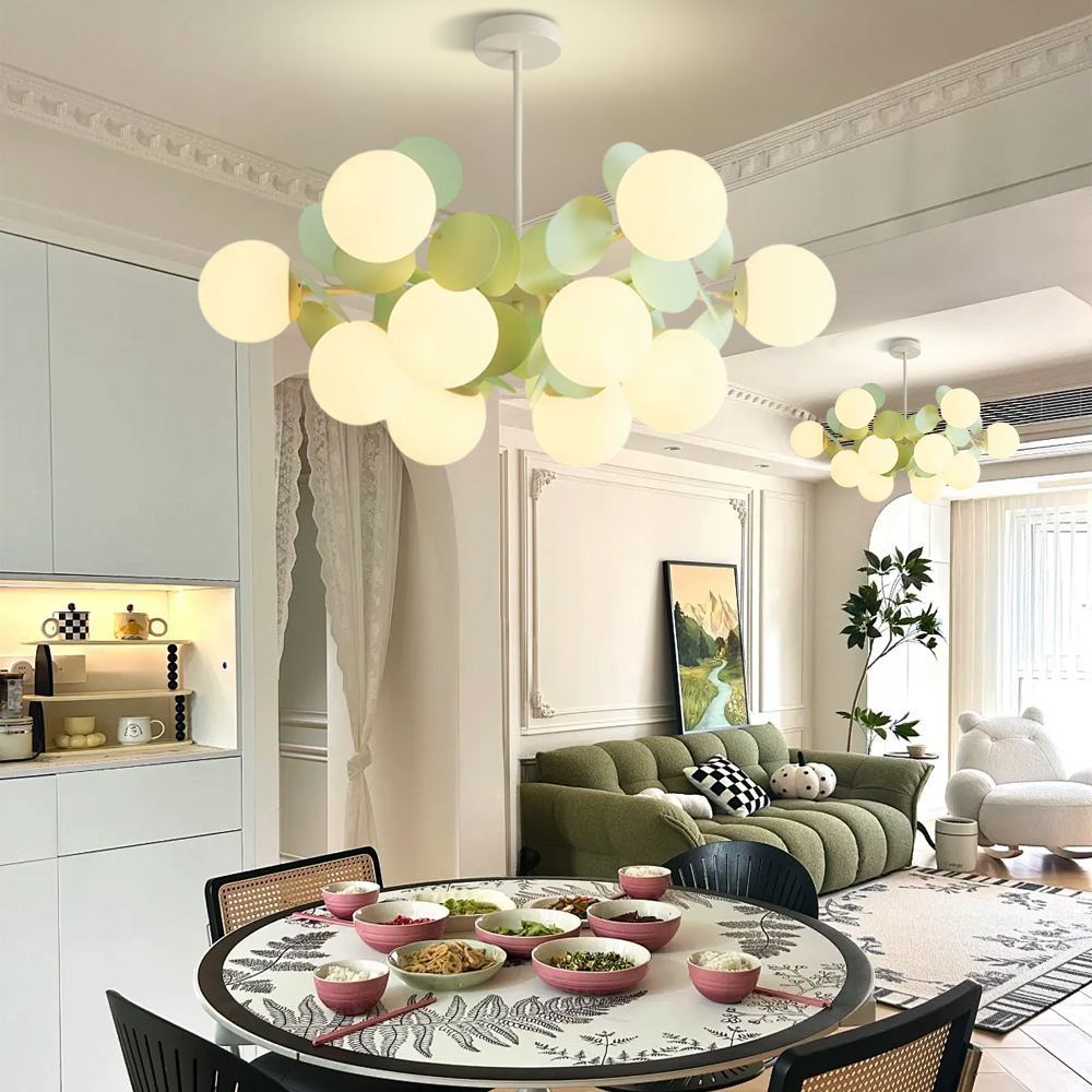 12 Heads French Green Pendant Light Living Room Bedroom Lamp
