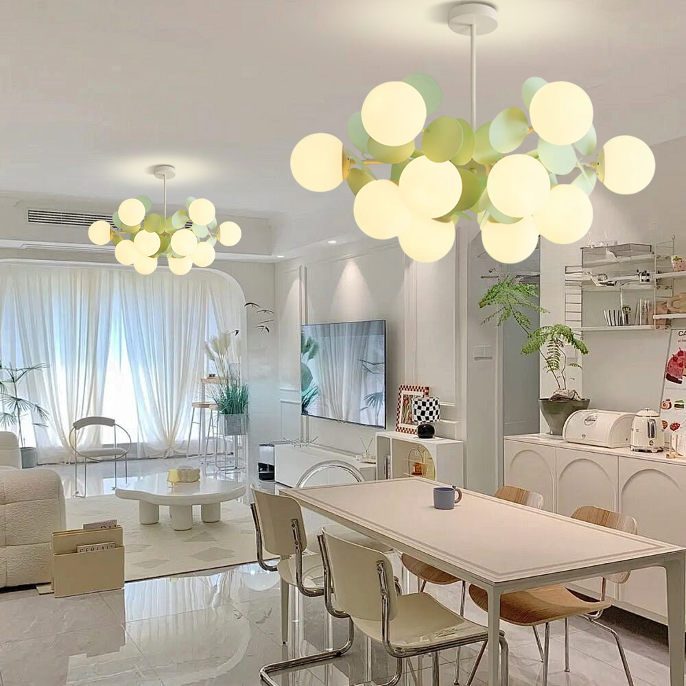 12 Heads French Green Pendant Light Living Room Bedroom Lamp