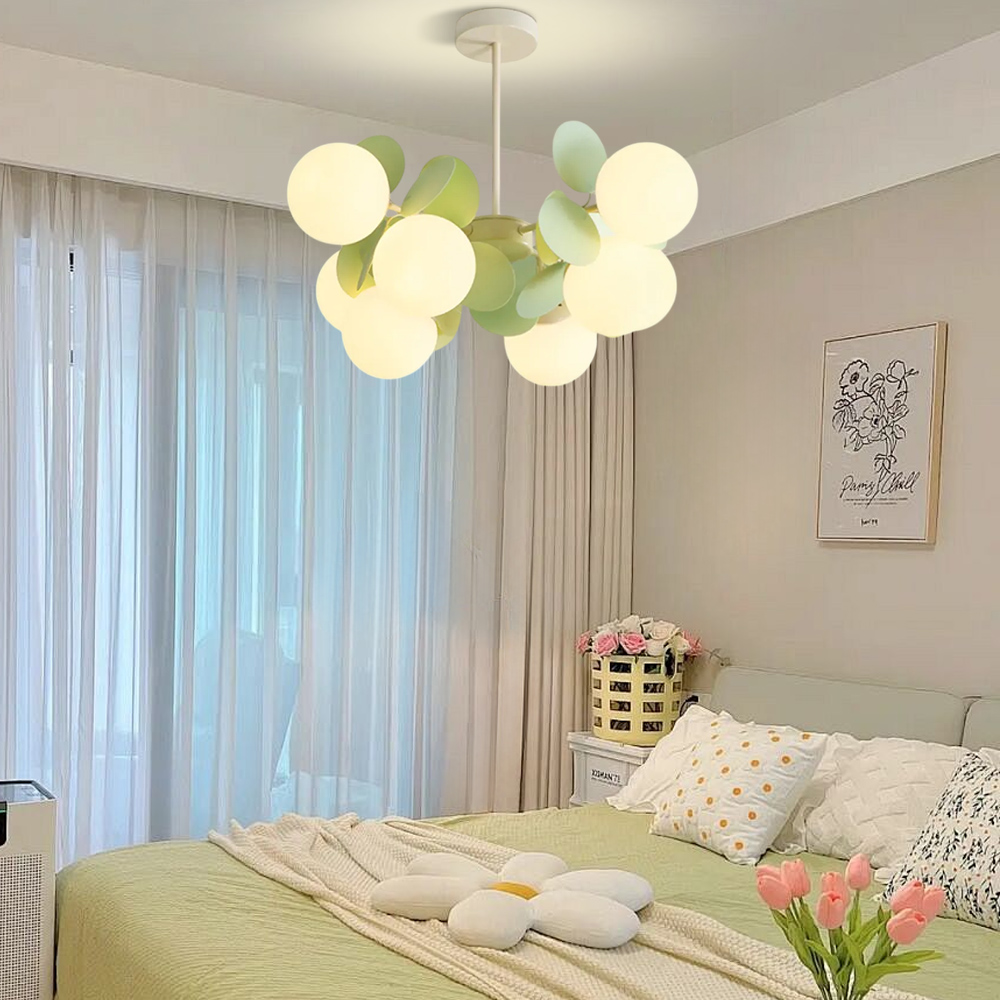 12 Heads French Green Pendant Light Living Room Bedroom Lamp