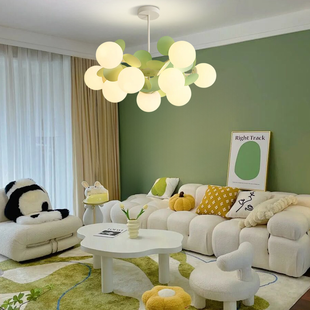 12 Heads French Green Pendant Light Living Room Bedroom Lamp