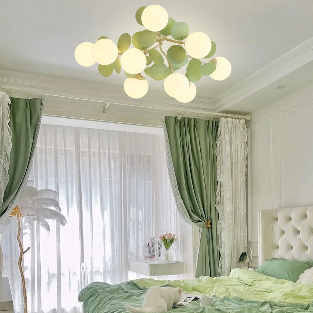 12 Heads French Green Pendant Light Living Room Bedroom Lamp