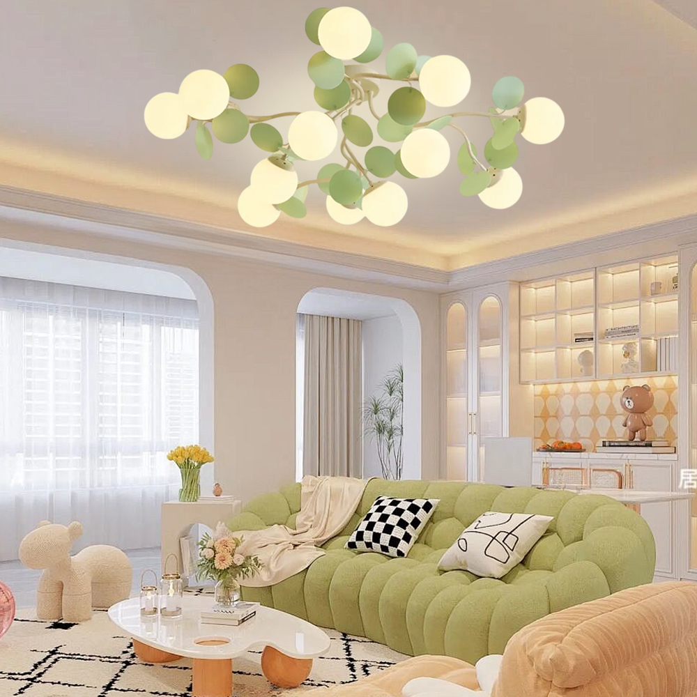12 Heads French Green Pendant Light Living Room Bedroom Lamp