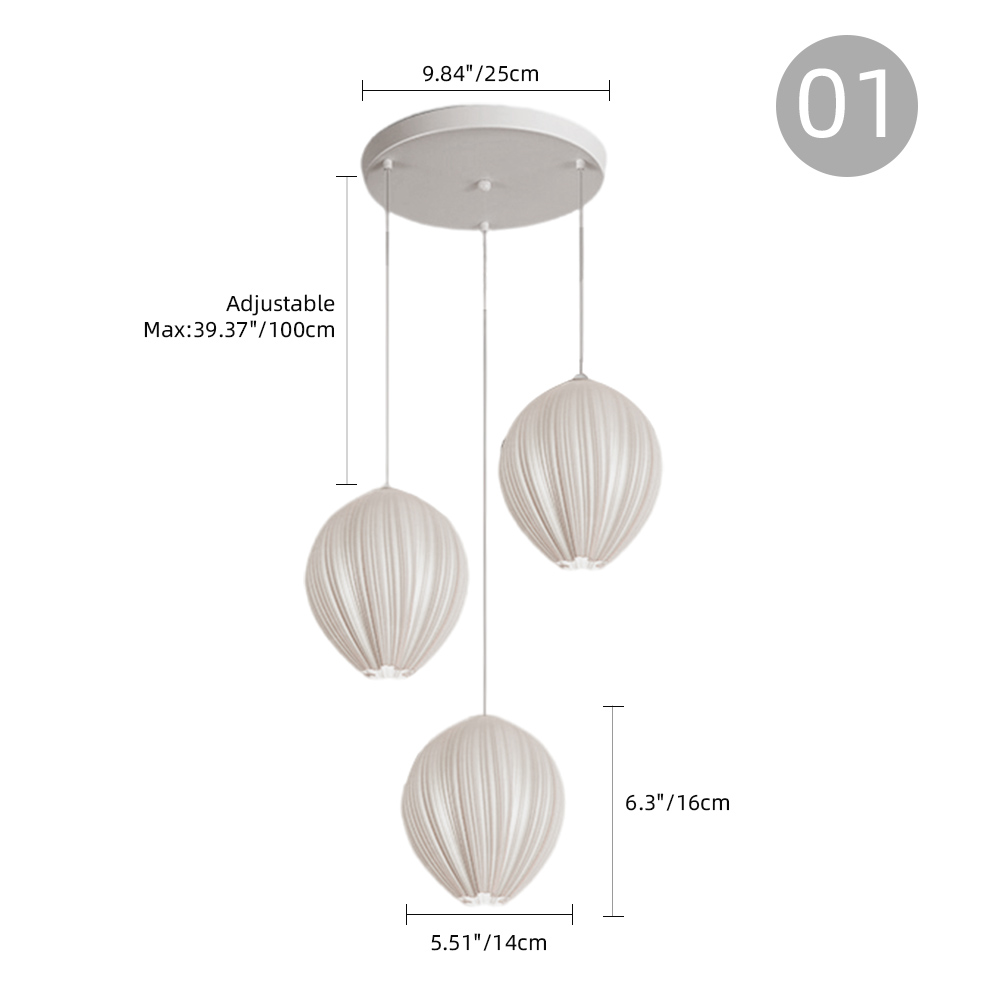 3 Head Cream Pendant Light Dining Room Bedroom Simple Small Chandelier