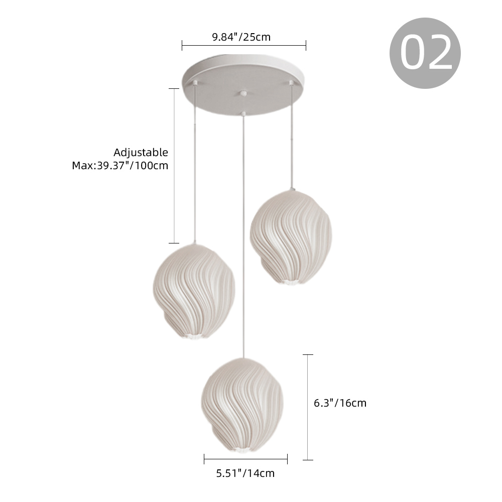 3 Head Cream Pendant Light Dining Room Bedroom Simple Small Chandelier