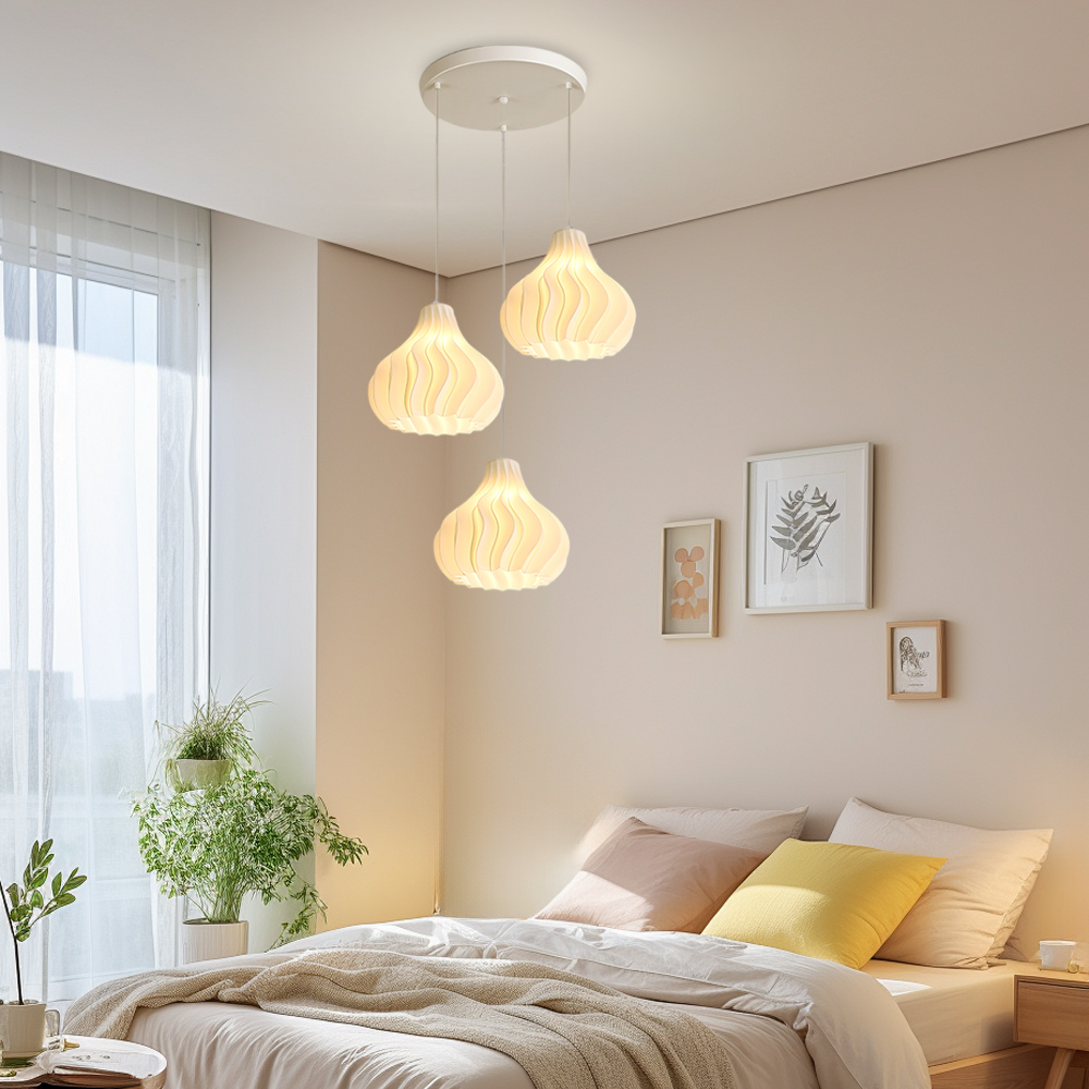 3 Head Cream Pendant Light Dining Room Bedroom Simple Small Chandelier