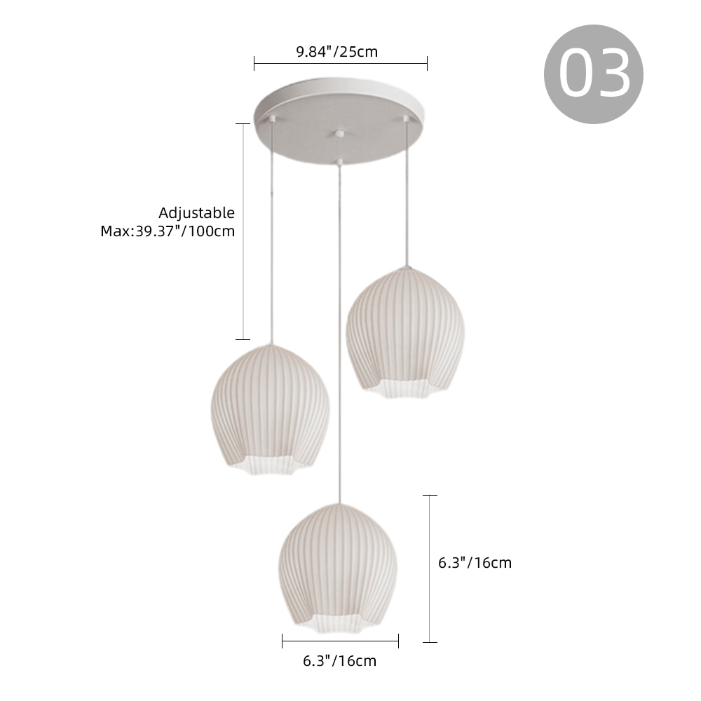 3 Head Cream Pendant Light Dining Room Bedroom Simple Small Chandelier