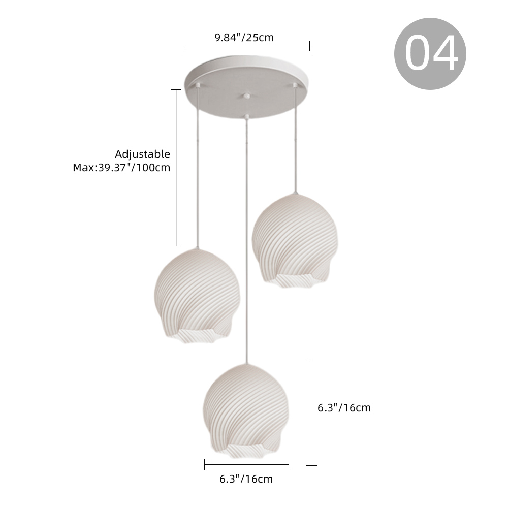 3 Head Cream Pendant Light Dining Room Bedroom Simple Small Chandelier