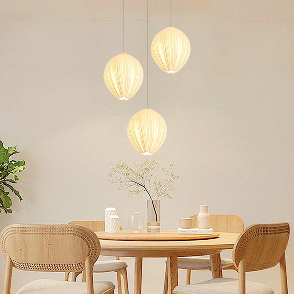3 Head Cream Pendant Light Dining Room Bedroom Simple Small Chandelier
