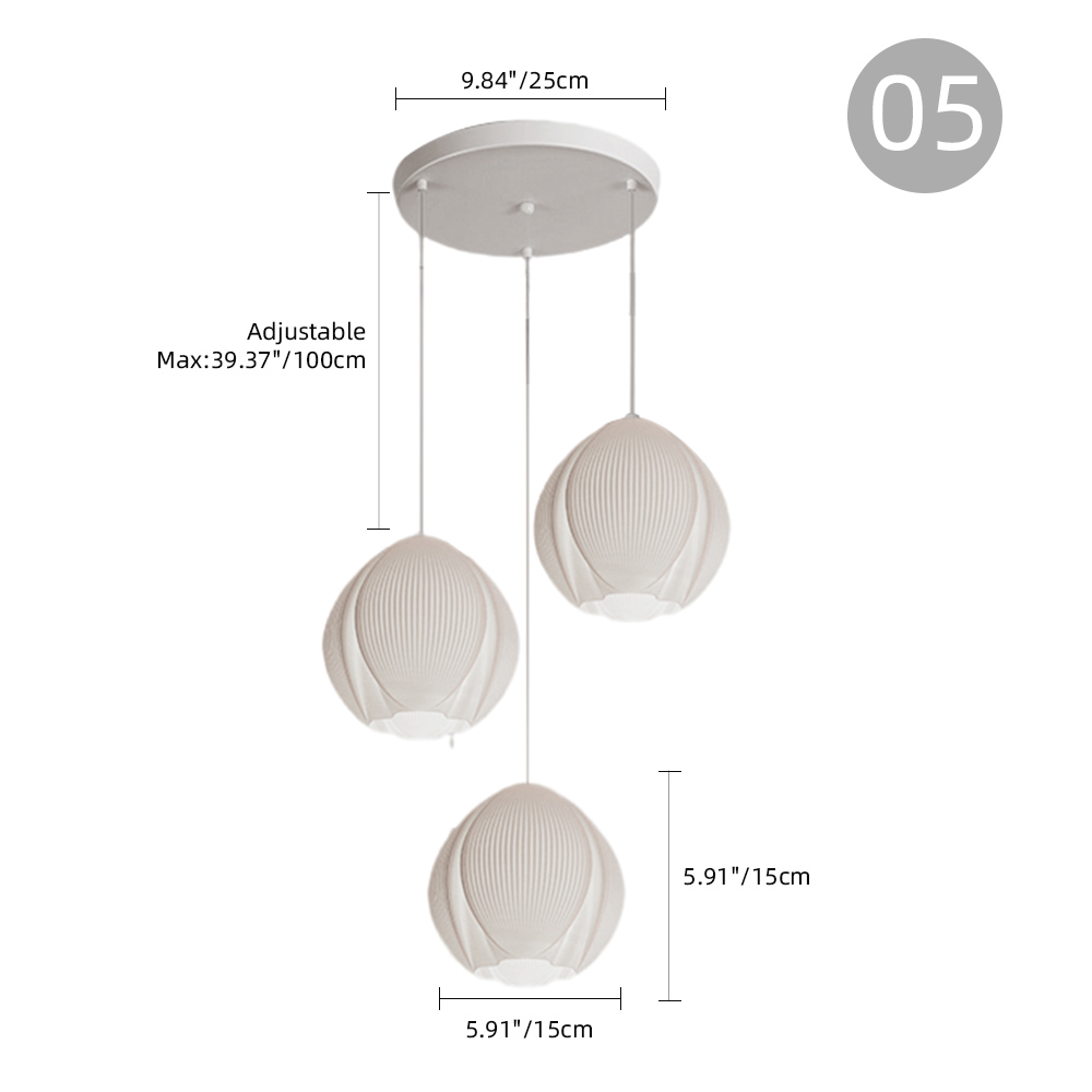 3 Head Cream Pendant Light Dining Room Bedroom Simple Small Chandelier