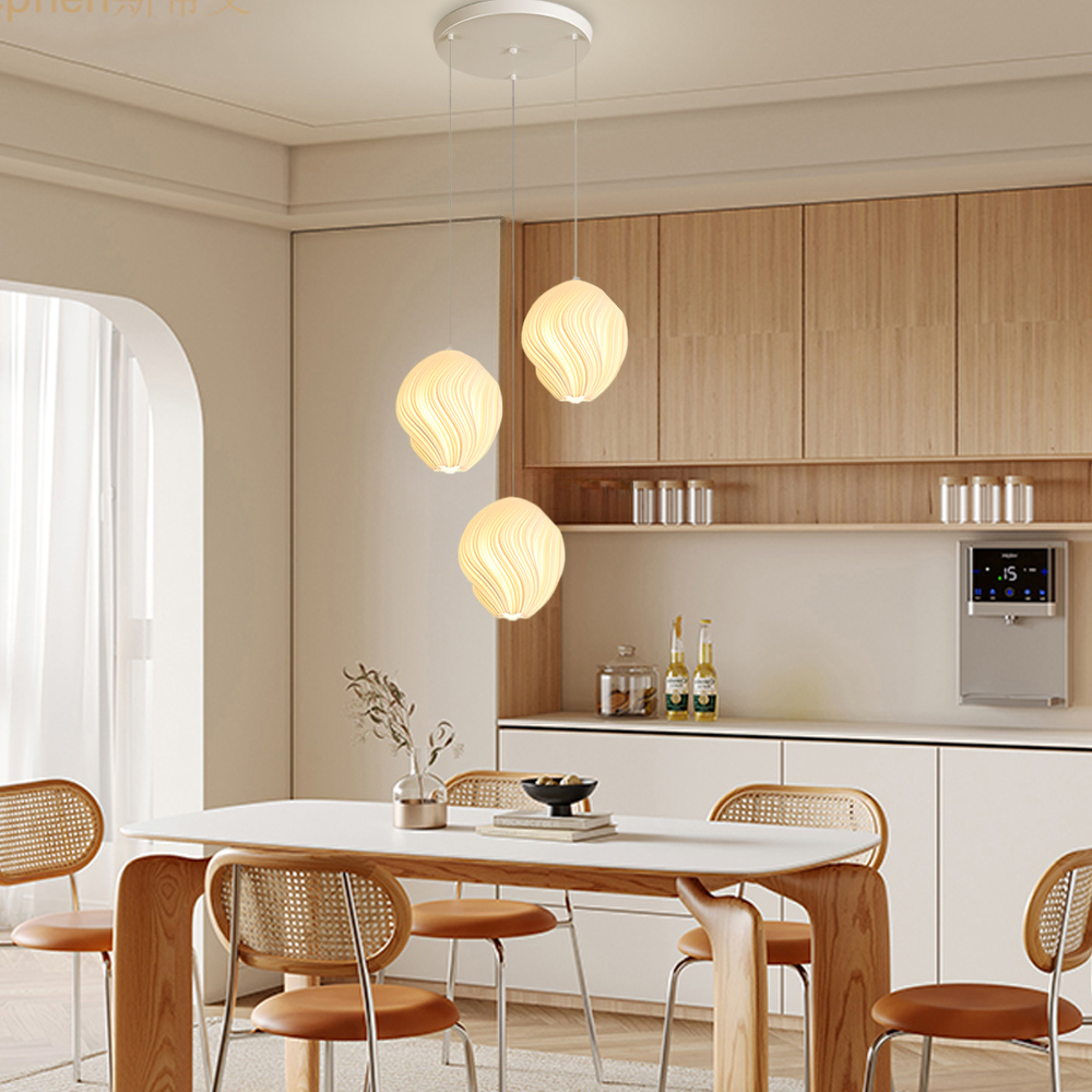 3 Head Cream Pendant Light Dining Room Bedroom Simple Small Chandelier