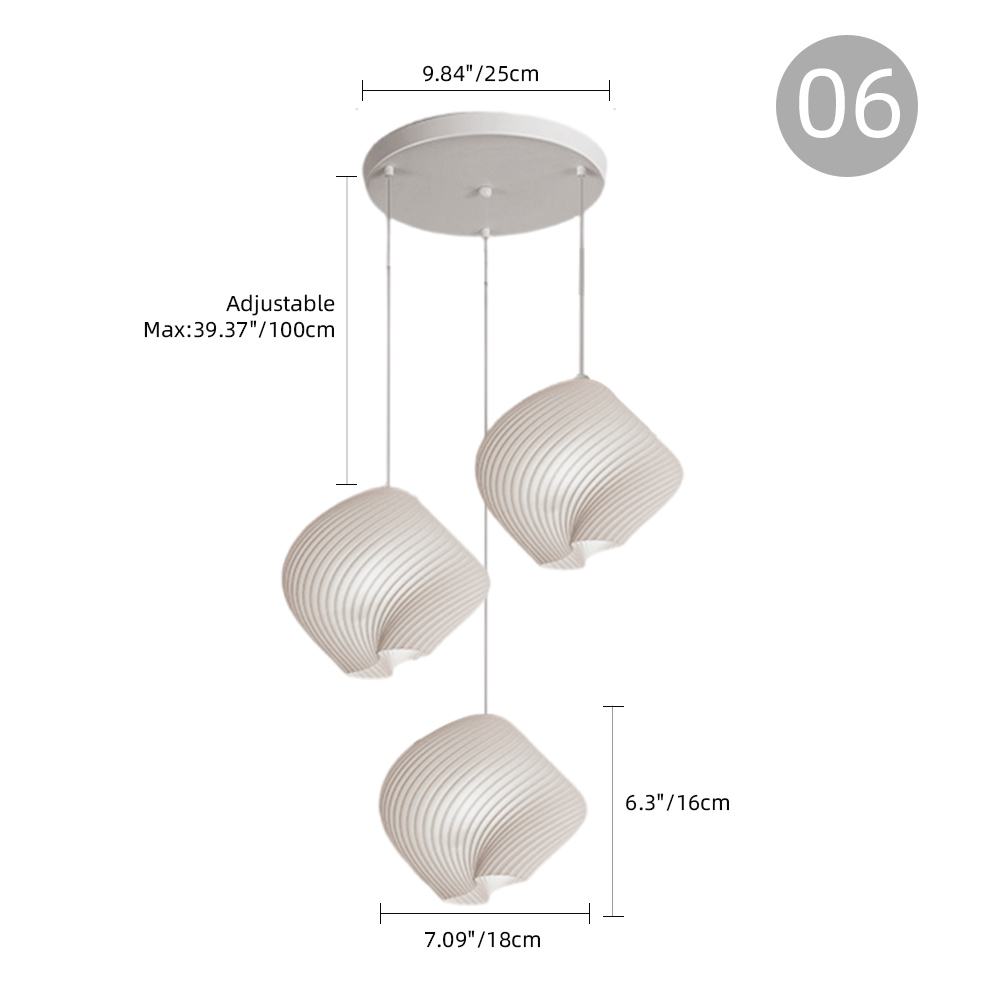 3 Head Cream Pendant Light Dining Room Bedroom Simple Small Chandelier