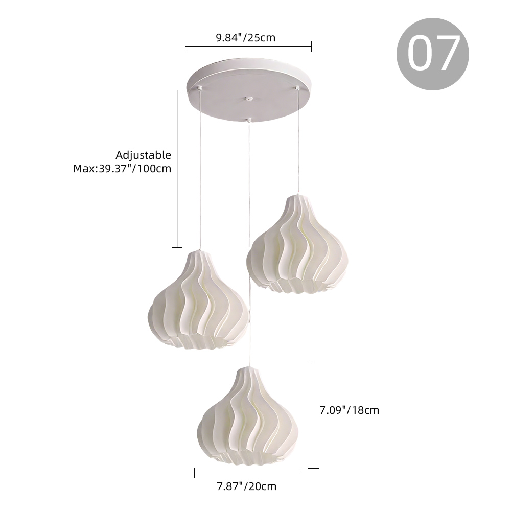 3 Head Cream Pendant Light Dining Room Bedroom Simple Small Chandelier