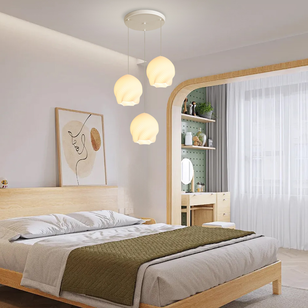 3 Head Cream Pendant Light Dining Room Bedroom Simple Small Chandelier