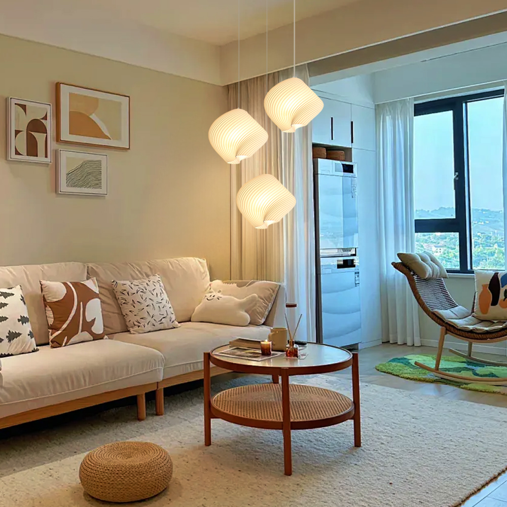 3 Head Cream Pendant Light Dining Room Bedroom Simple Small Chandelier