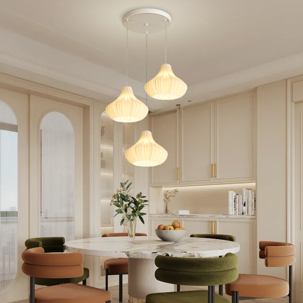 3 Head Cream Pendant Light Dining Room Bedroom Simple Small Chandelier